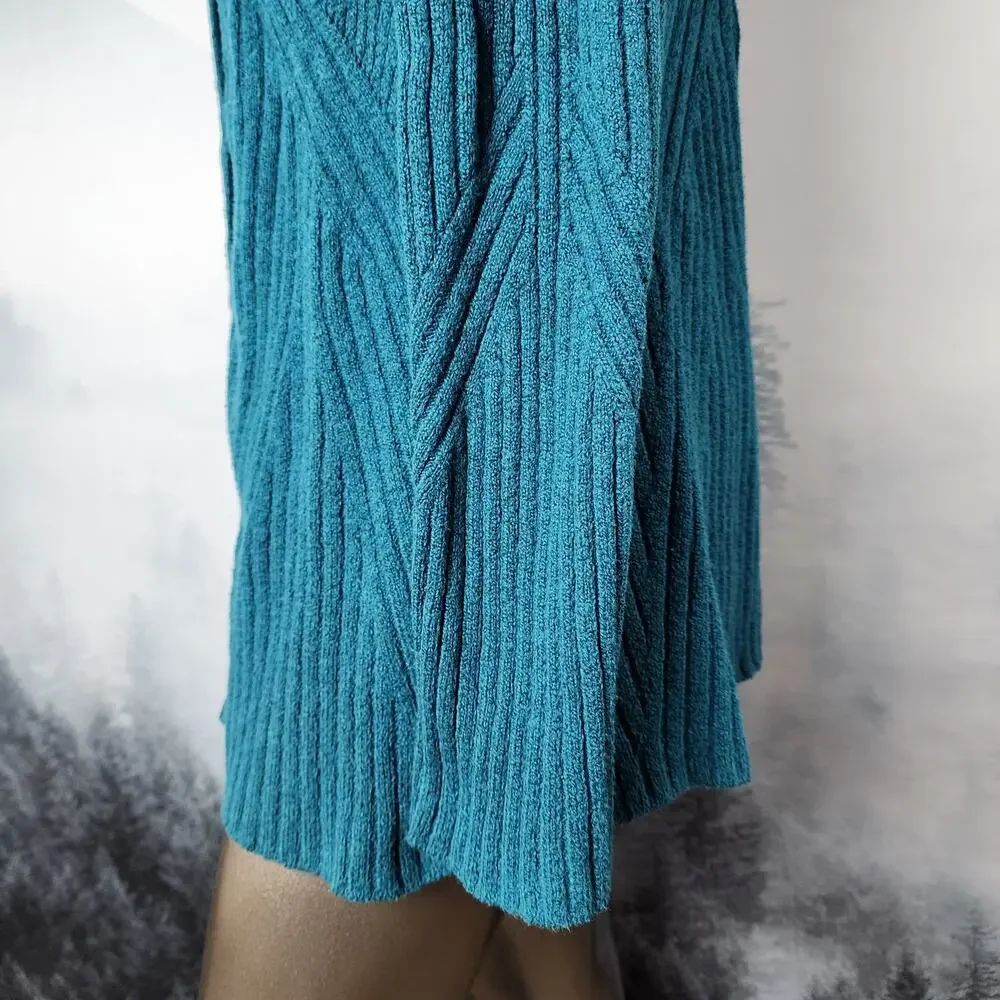 Cabi Deco V-Neck Knit Teal Cardigan | Women's Medium